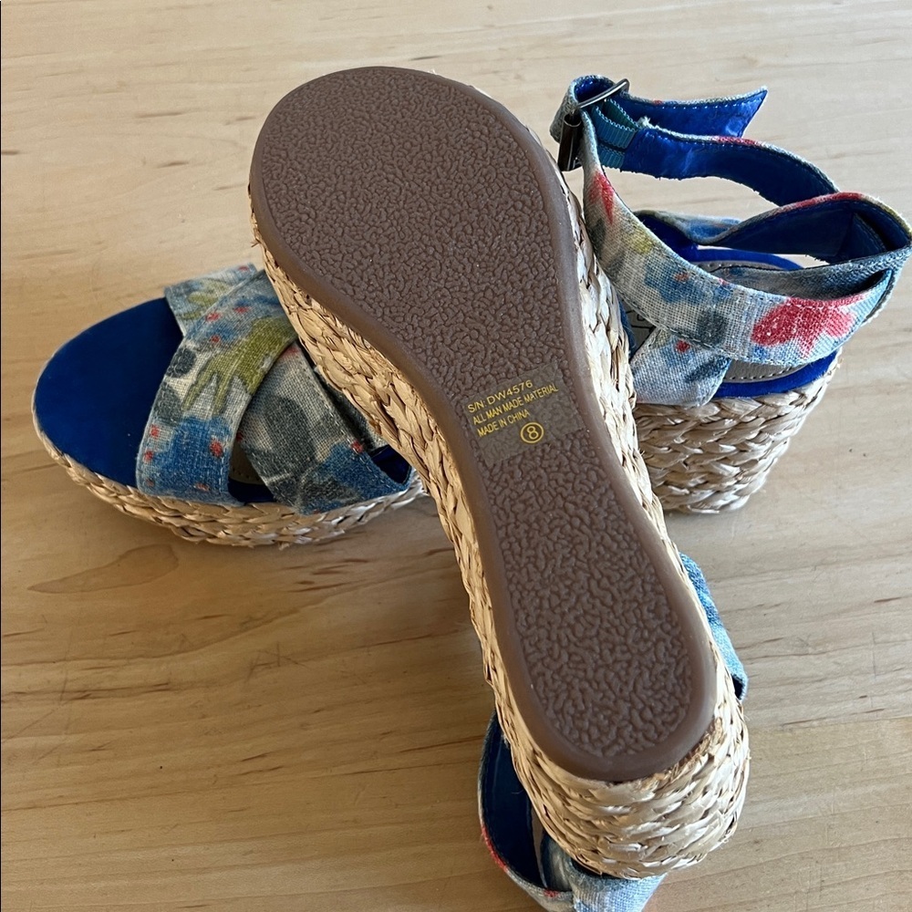 Floral Blue Espadrille Wedge Sandals - Women - Picture 5 of 5